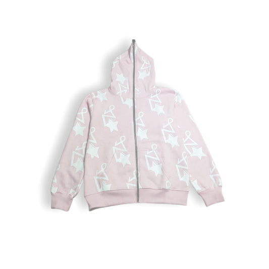 Pink no-face zip up